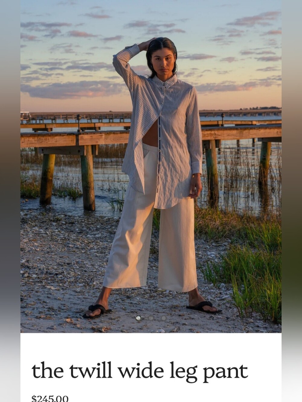 Calypso St Barth Wide Leg Twill Drawstring Women’s Pants Beige XL New Coastal